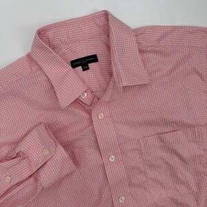 Robert Talbott Dress Shirt Mens 17-36 Pink Gingham Checkered Long‎ Sleeve